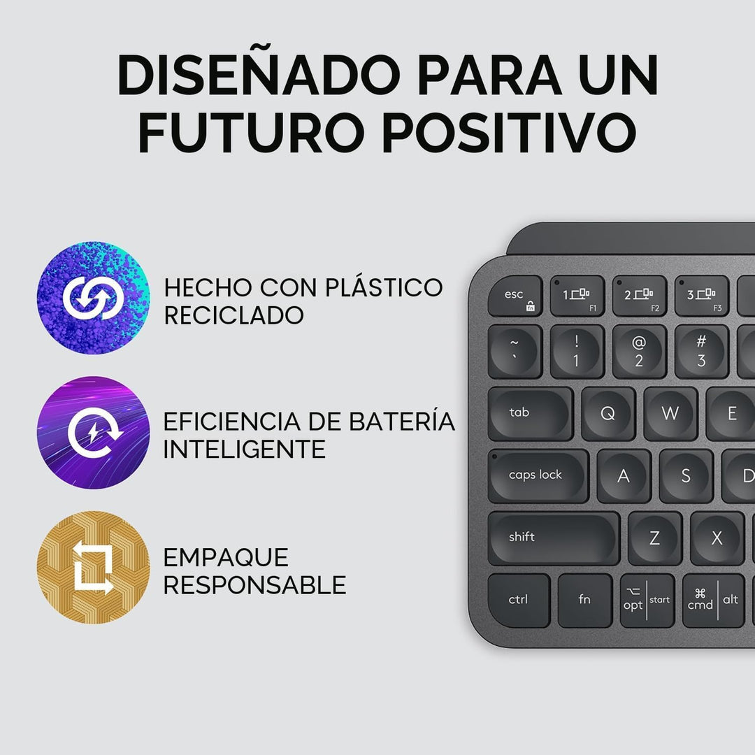 Logitech MX Keys Mini - Teclado minimalista, iluminado, inalámbrico...