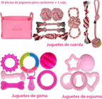 Beiker 20 Pack Pink Puppy Chew Toys, Dog Teething Toys para Puppies