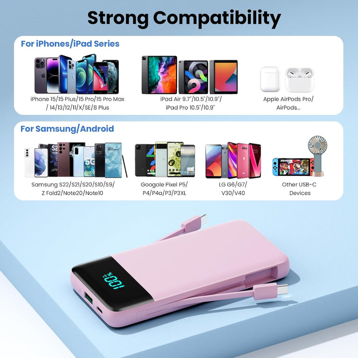 Cargador portátil para iPhone, banco de energía delgado de 13800 mA...