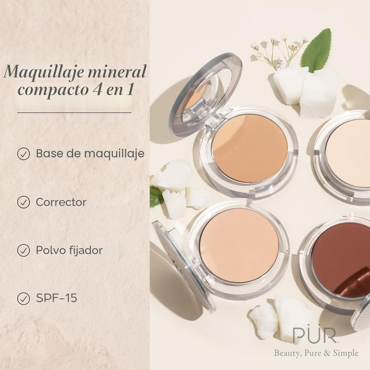 PÜR MINERALS Base de Maquillaje Mineral Prensada 4 en 1 en Polvo co...