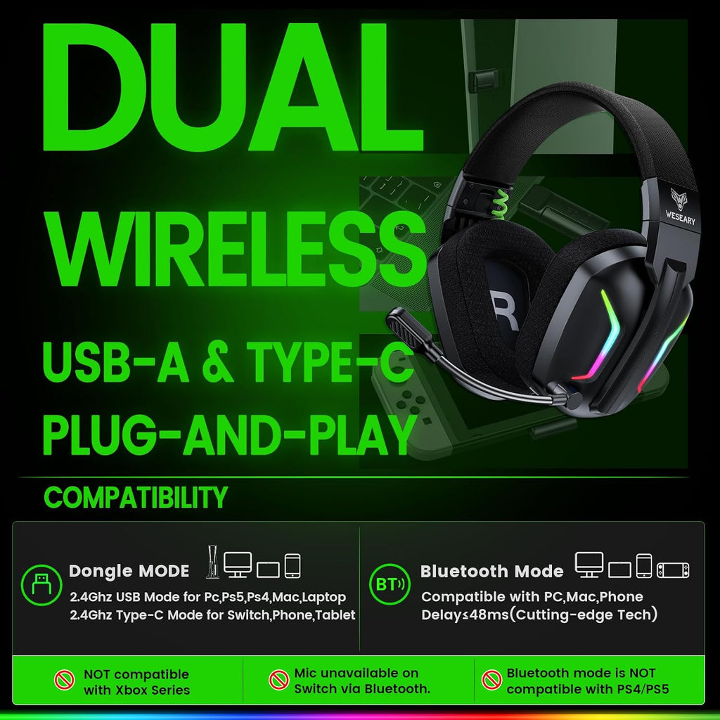 WESEARY Auriculares inalámbricos para juegos para PS5, PS4, PC, Switch | 20