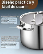 Cook N Home Olla de acero inoxidable revestido de tres capas de 7 cuartos