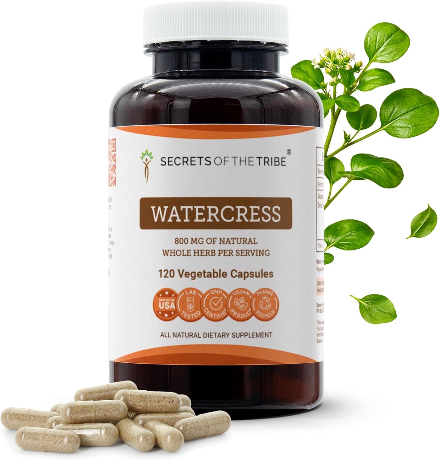 Secretos de la Tribu Berro 120 Cápsulas, 800 mg, Berro (Nasturtium...