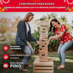 Splinter Woodworking - Juego de torre gigante Co | 60 bloques grandes | Caja de almacenamiento/mesa de juegos al aire libre | Comienza con más de 2.5 pies de altura | Altura máxima de 5 pies | Juegos de patio de superposición jumbo genuinos | Juego de