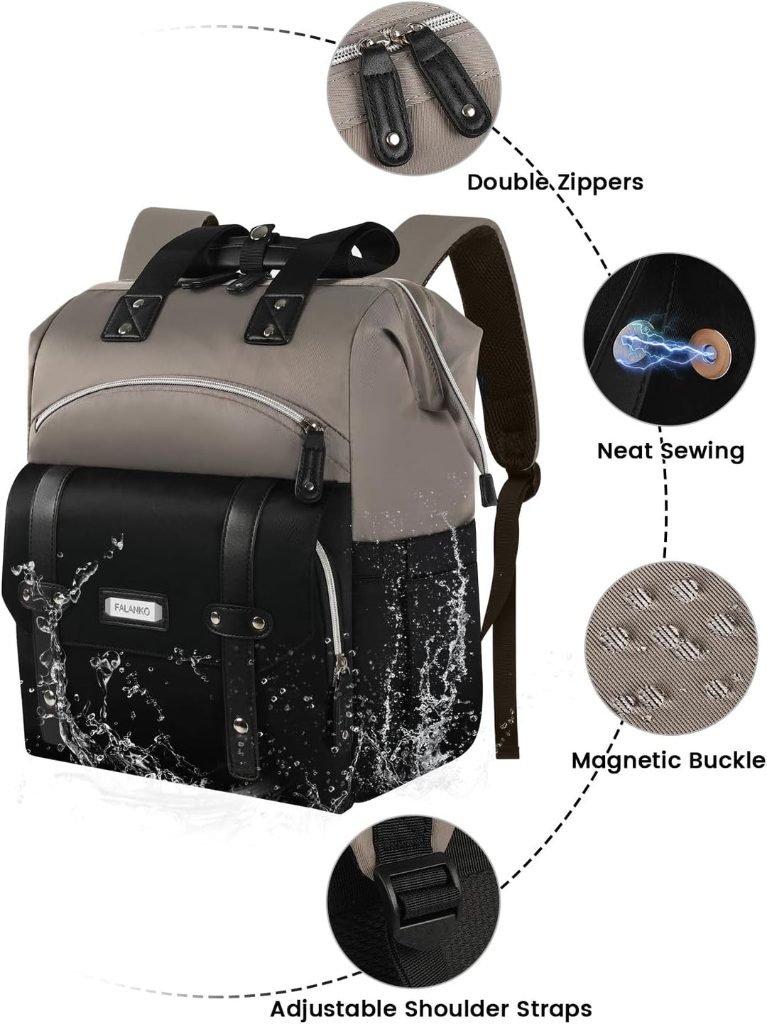 Mochila para laptop para mujer, elegante mochila de viaje de trabaj...
