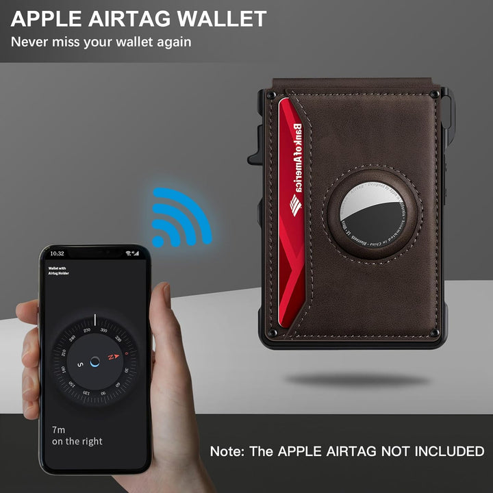 KIKVES Billetera para Airtag para hombre, tarjetero para AirTag con...