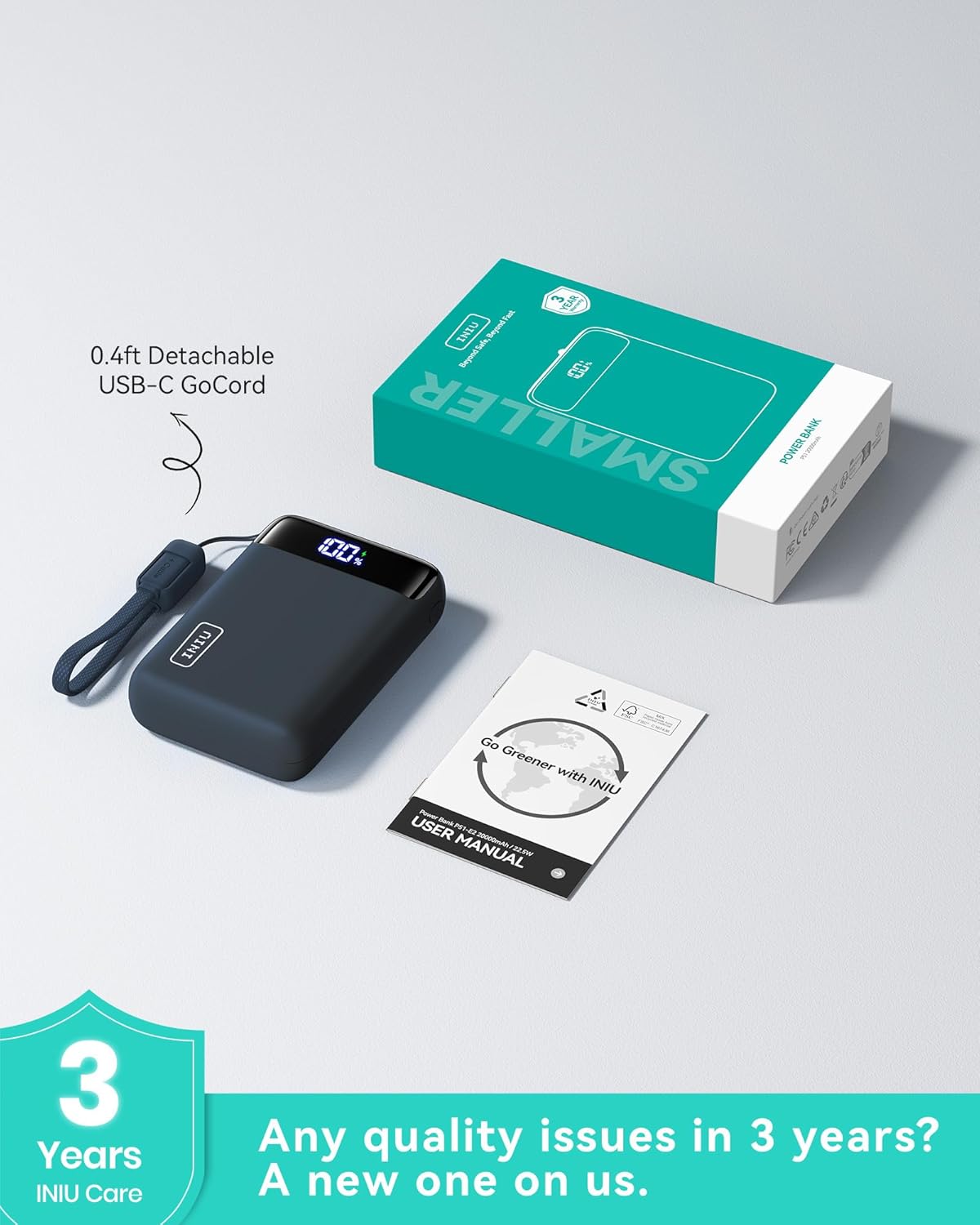 INIU Cargador portátil, banco de energía pequeño de 20000 mAh, carg...