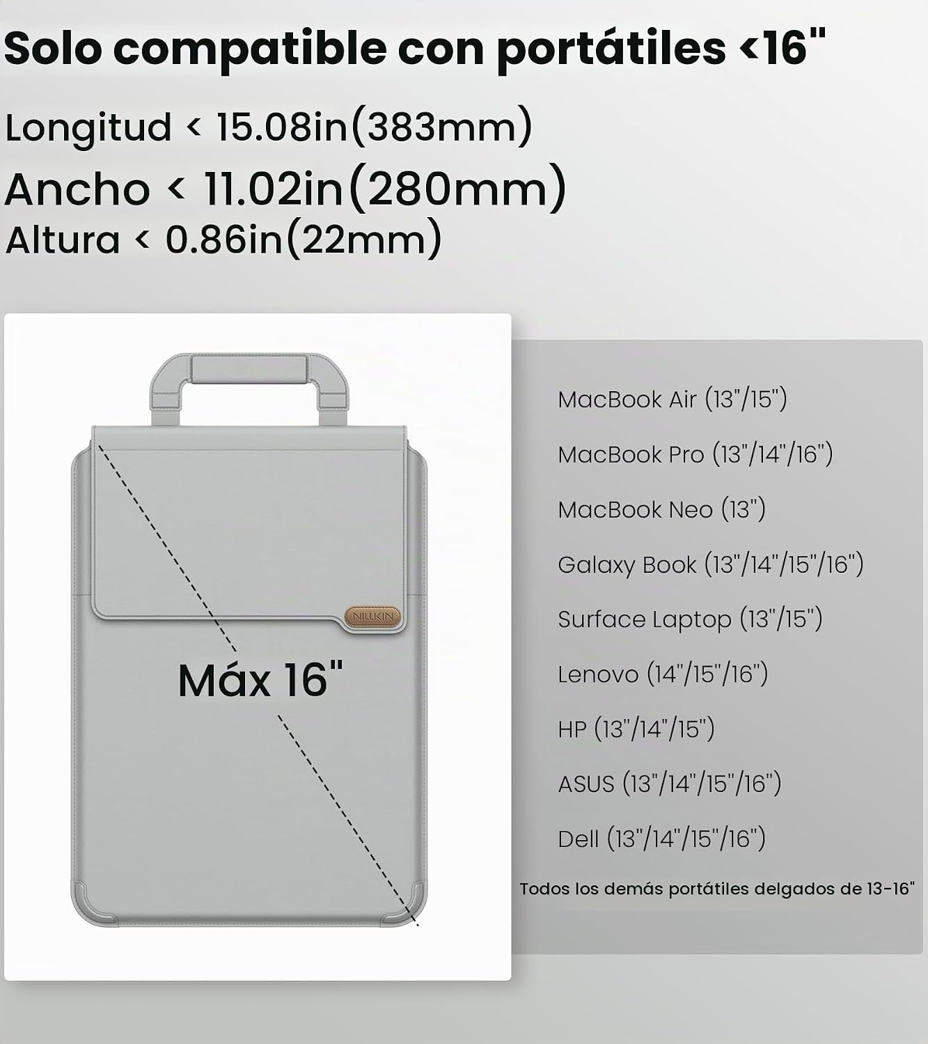 Nillkin Funda para laptop de 16 pulgadas con asa (4 en 1), 2 modos...