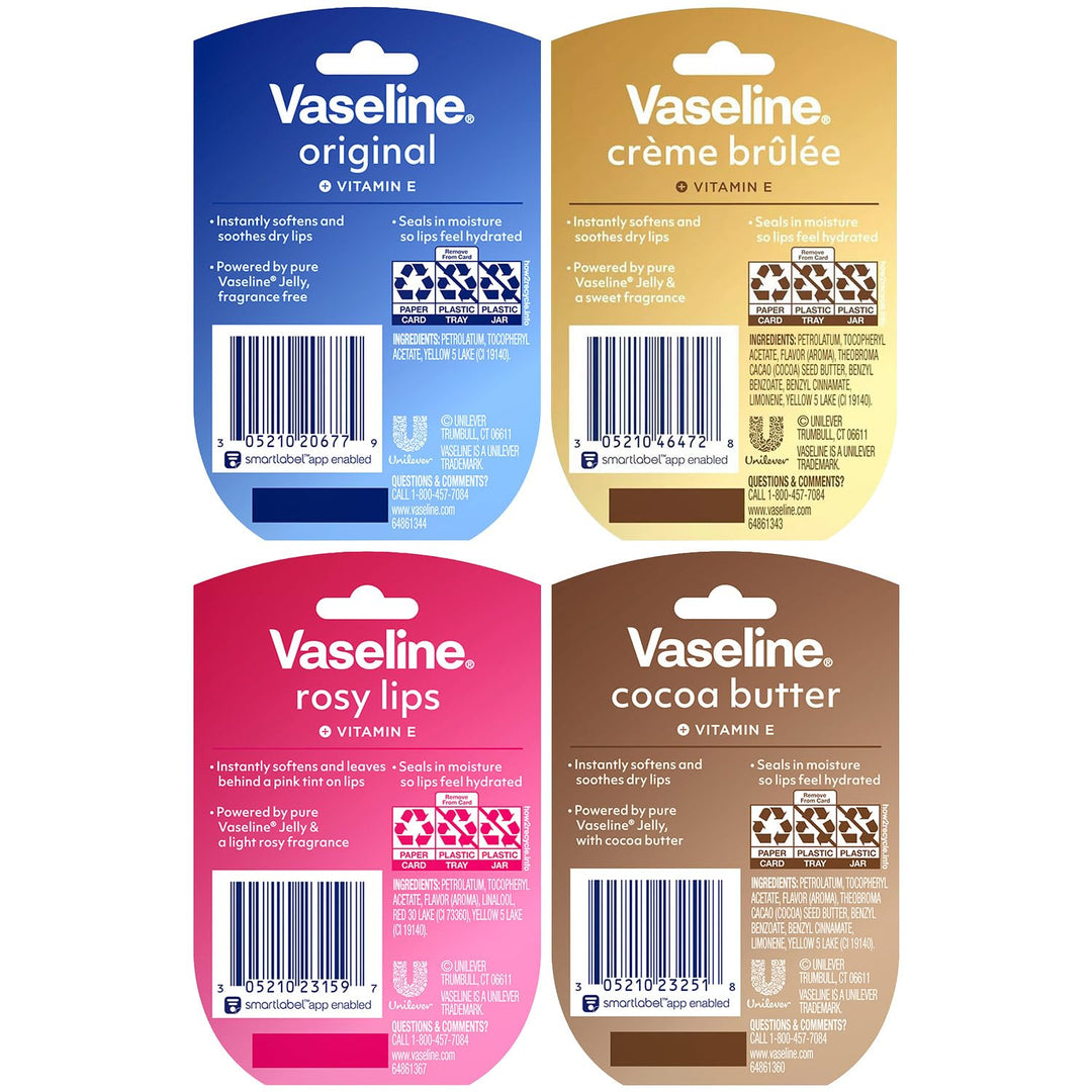 Vaseline Paquete variado de 8 bálsamos labiales originales, crema b...