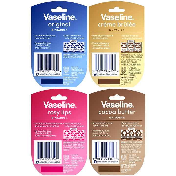 Vaseline Paquete variado de 8 bálsamos labiales originales, crema b...