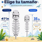 Disfraz de esqueleto de dinosaurio, juguetes de peluche de espinosaurio 3D con calavera y columna vertebral, cosplay de Halloween y disfraz de fiesta
