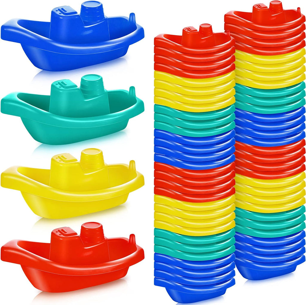 Woanger - 60 botes de juguete de plástico para niños pequeños, coloridos