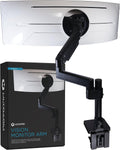 ULTRARM Brazo de monitor de servicio pesado para monitores ultraanchos de hasta 57" y 44 libras, soporte de escritorio individual, altura ajustable neumática, brazos de extensión modulares - VESA