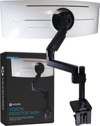 ULTRARM Brazo de monitor de servicio pesado para monitores ultraanchos de hasta 57" y 44 libras, soporte de escritorio individual, altura ajustable neumática, brazos de extensión modulares - VESA
