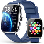 Relojes inteligentes rastreador de actividad física para mujeres y hombres con contador de pasos, monitor de calorías de sueño, podómetro, impermeable IP68, reloj inteligente con más de 120 deportes para iPhone y Android (azul)