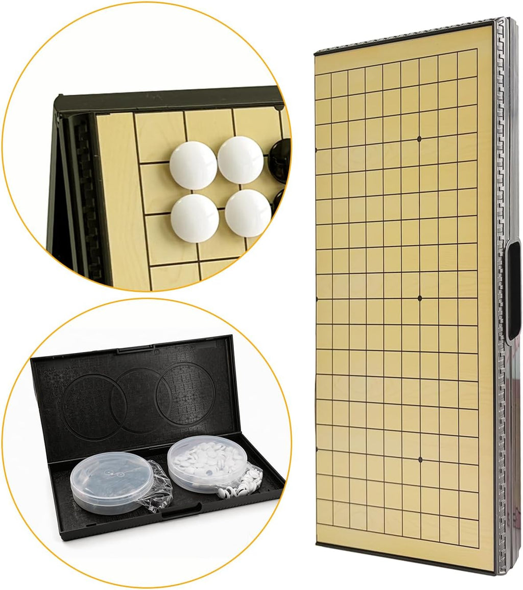 Juego de 15 pulgadas Go Game Set magnético plegable juego de mesa portátil tradicional chino Weiqi Set con piedras magnéticas para adultos viaje Gomoku