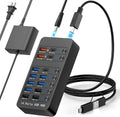 Zeroffi, J655-2402500D, hub USB 3.0 de 14 puertos, alimentado, adaptador 9V/2A