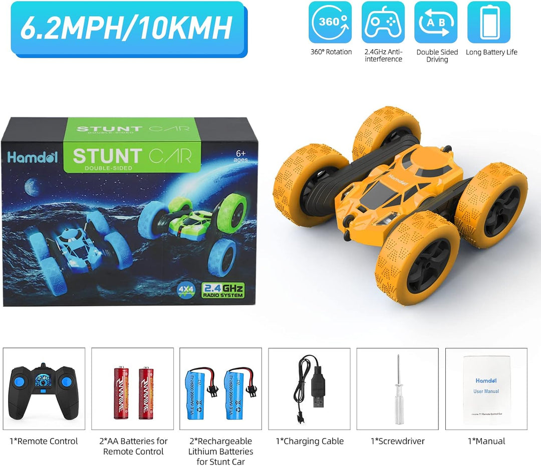 Hamdol Coche de acrobacias con control remoto para niños, vehículo...