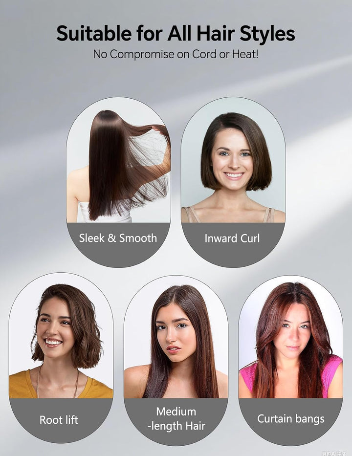 LANDOT - Mini cepillo de cerámica para alisar el cabello, doble vol...