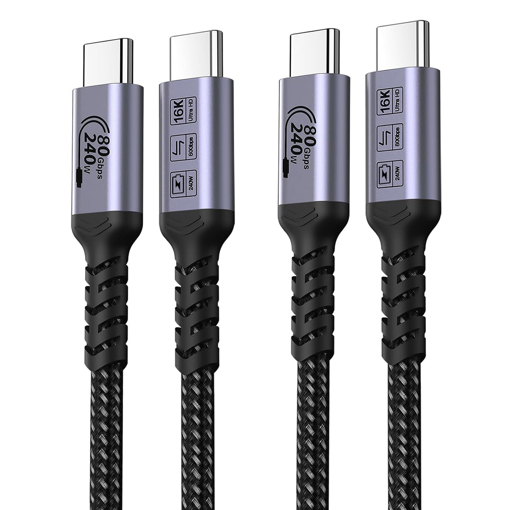 80Gbps USB 4.0 para Thunderbolt 4 Cable 3.3 ft, 2 Paquetes, 240W