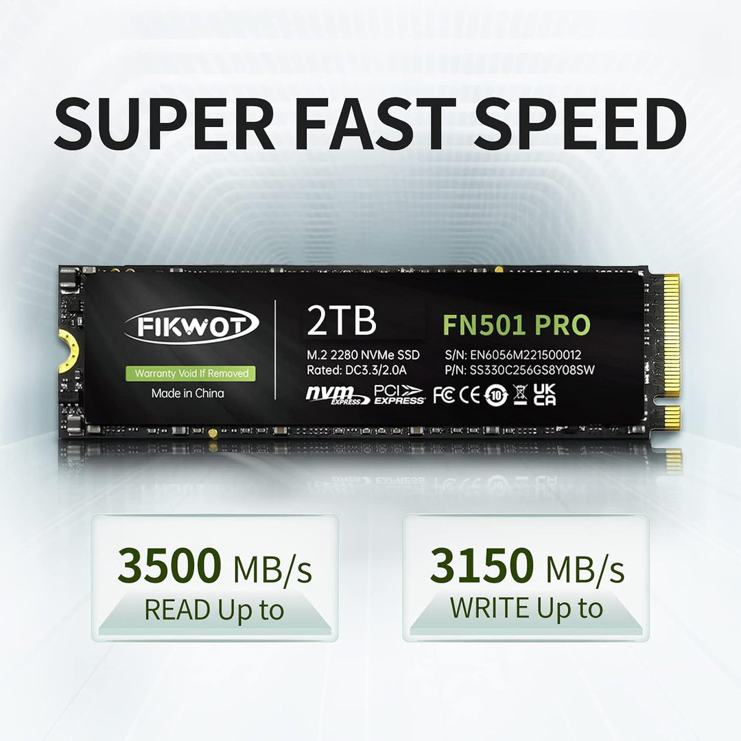 Fikwot FN501 Pro 2TB NVMe SSD - M.2 2280 PCIe Gen3 x4 Unidad intern...