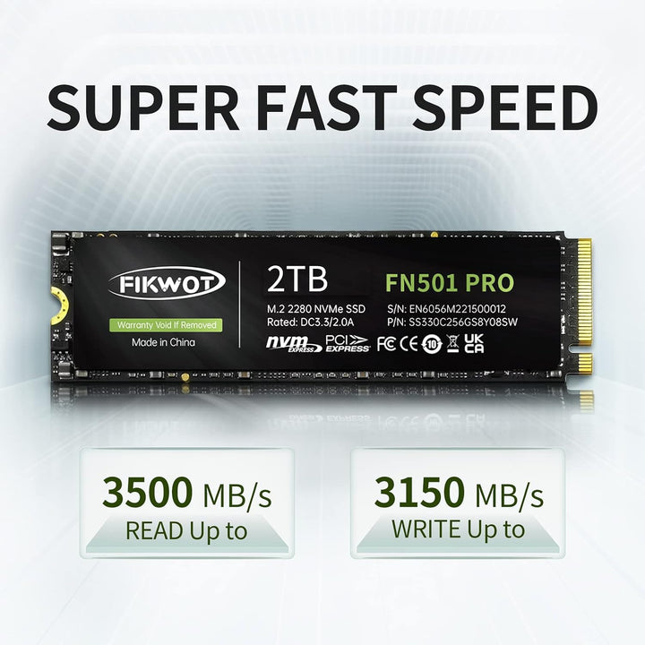 Fikwot FN501 Pro 2TB NVMe SSD - M.2 2280 PCIe Gen3 x4 Unidad intern...
