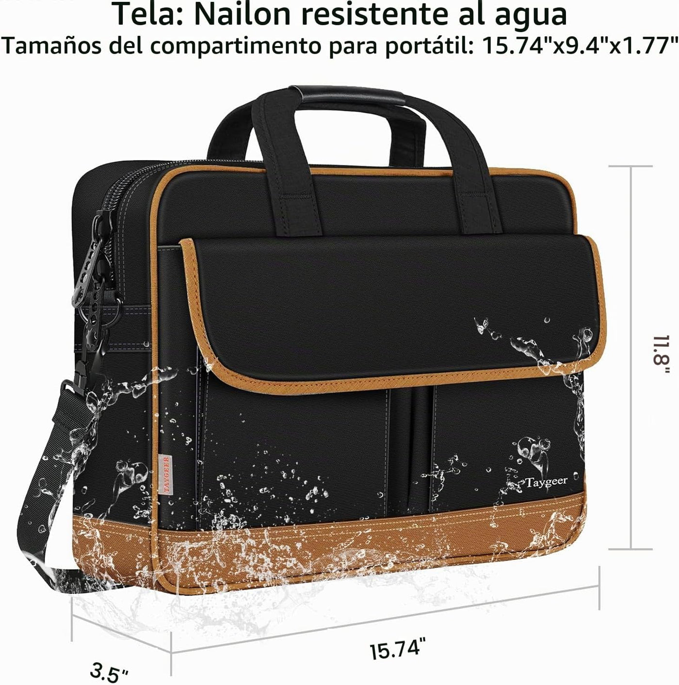 Taygeer Maletín para laptop, bolsa de hombro tipo mensajero de 15.6...