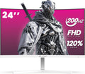 CRUA Monitor curvo para juegos FHD 1080P 200Hz de 24 pulgadas, 2800...