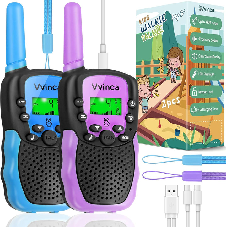Vvinca Rechargeable Walkie Talkies for Kids 4 Pack, 5-7 Year Old Bo...