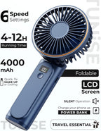 TUNISE Ventilador de Mano Portátil, Ventilador Portátil Recargable,...