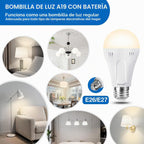 Lámpara Paquete de 10 bombillas de emergencia recargables A19 E26 9W 3000K