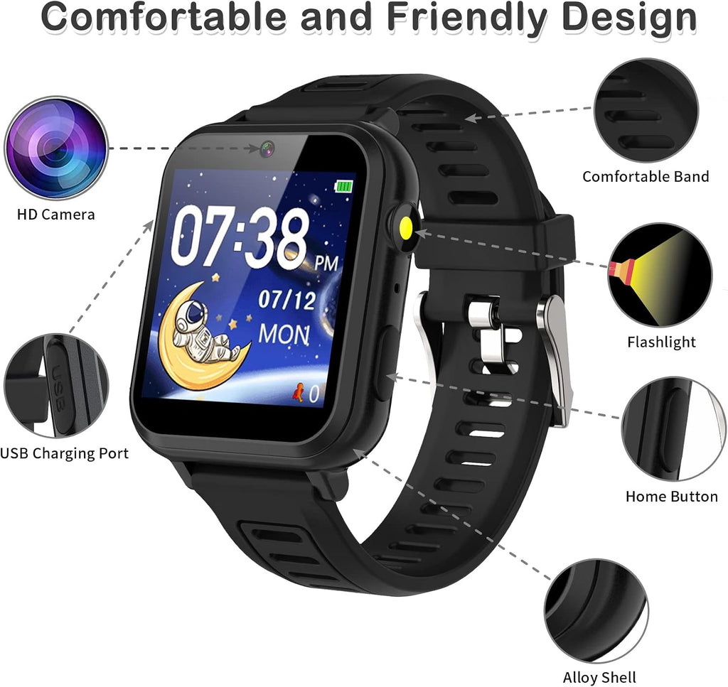 Phyulls - Reloj inteligente para niños, reloj inteligente con 39 juegos, cámara, grabadora de video, calculadora de alarma musical, calendario, linterna, cronómetro, podómetro, juguetes de regalo para