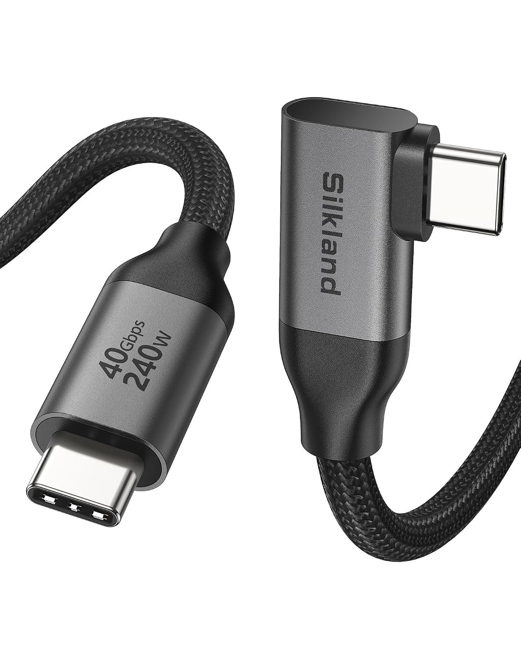 Silkland - Cable de datos USB 4 en ángulo recto de 40 Gbps para Thunderbolt 4 240 W 6.6 pies