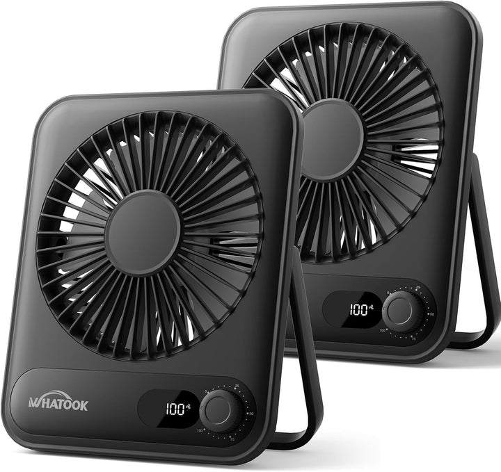 WHATOOK Paquete de 2 Ventiladores de Escritorio Pequeños: Batería d...