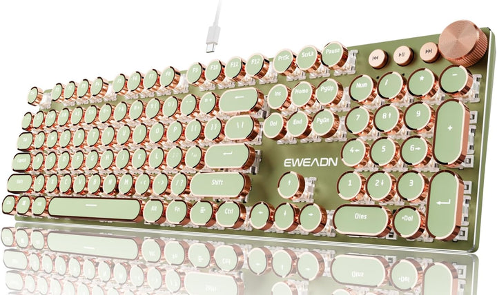Teclado mecánico estilo máquina de escribir EWEADN, teclados de máq...