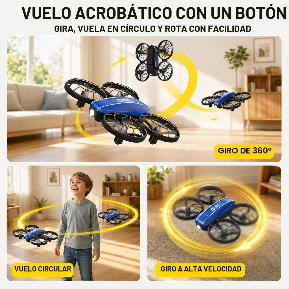 Holy Stone HS210FS Mini Drone para niños principiantes, juego de cuadricóptero RC para interiores de 2 jugadores con modo de batalla, giros de 360°, mosca circular, modo sin cabeza, retención de
