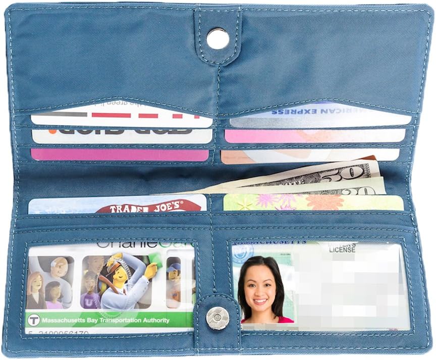 Big Skinny Billetera ejecutiva para mujer con pliegue doble para chequera, hasta 40 tarjetas