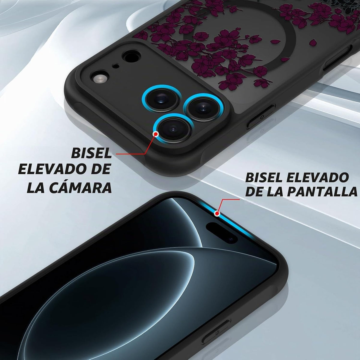 OOK Funda para teléfono con flores rojas hecha para Pro de 6.3 pulgadas