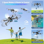 Drones 1080P con cámara para adultos, Drone plegable con 2 baterías