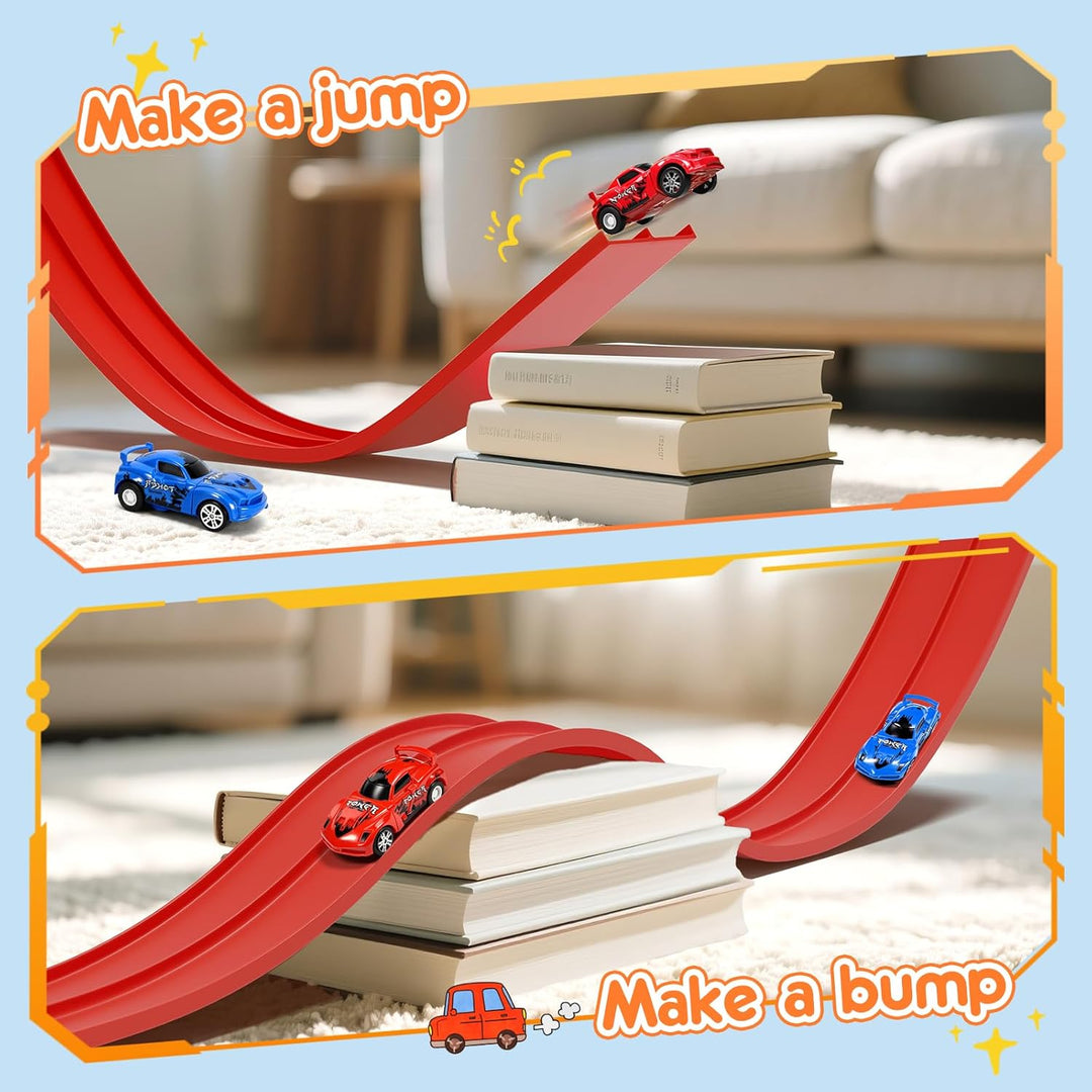 KETIEE Flex Tracks de 16 pies para niños: pista de rampa flexible c...