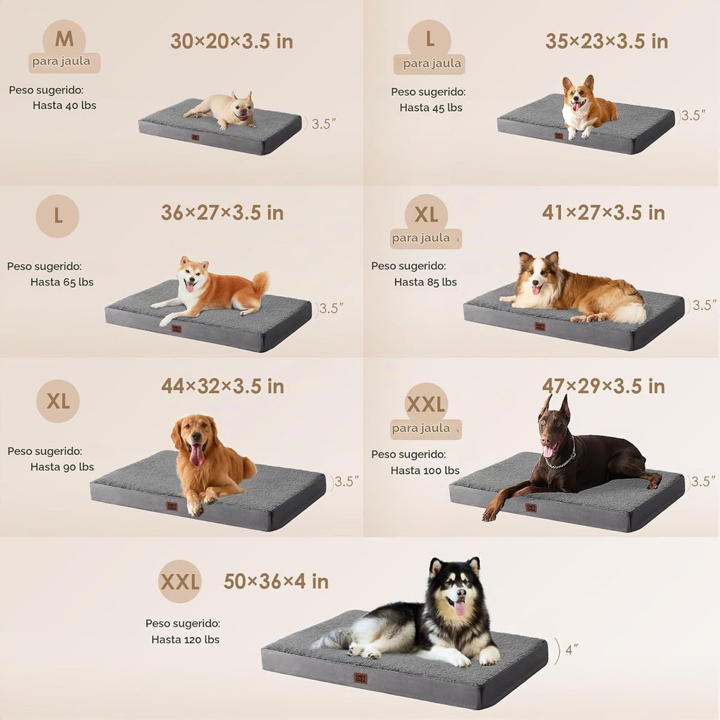 EHEYCIGA Cama extra grande para perro, lavable con funda extraíble, camas ortopédicas para perros, colchón para perro, gris, 44.1 x 31.9 x 3.0 in
