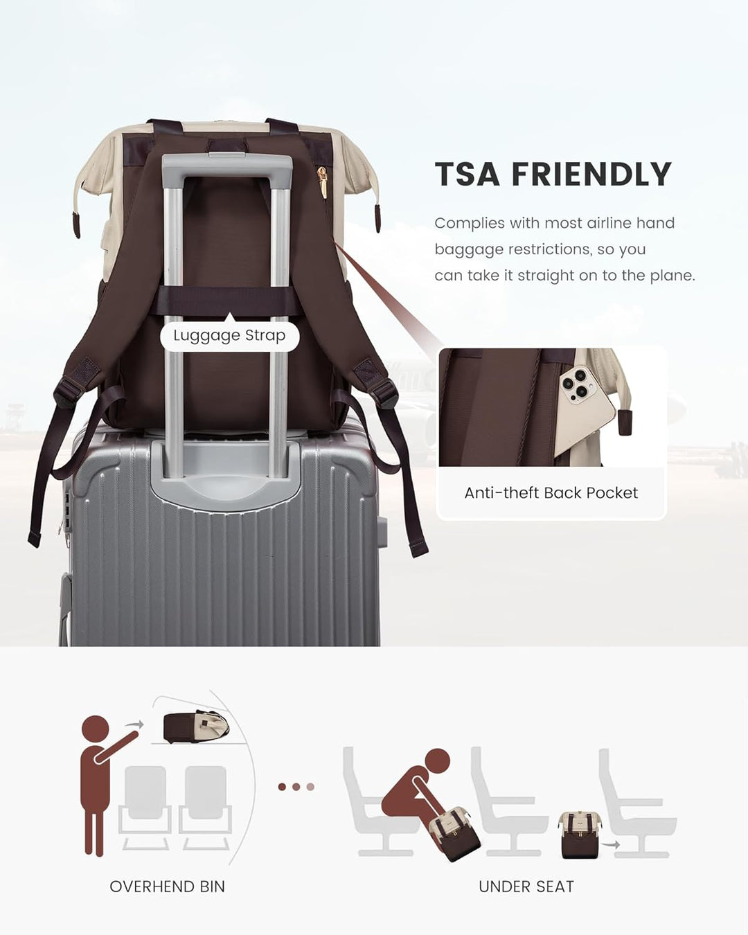 LOVEVOOK Mochila para laptop para mujer, bolsa de trabajo de 15.6 p...