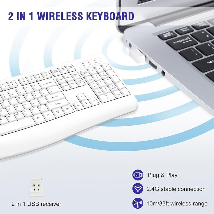 QUASIO Teclado Inalámbrico, Teclado de Computadora Inalámbrico 2.4G...
