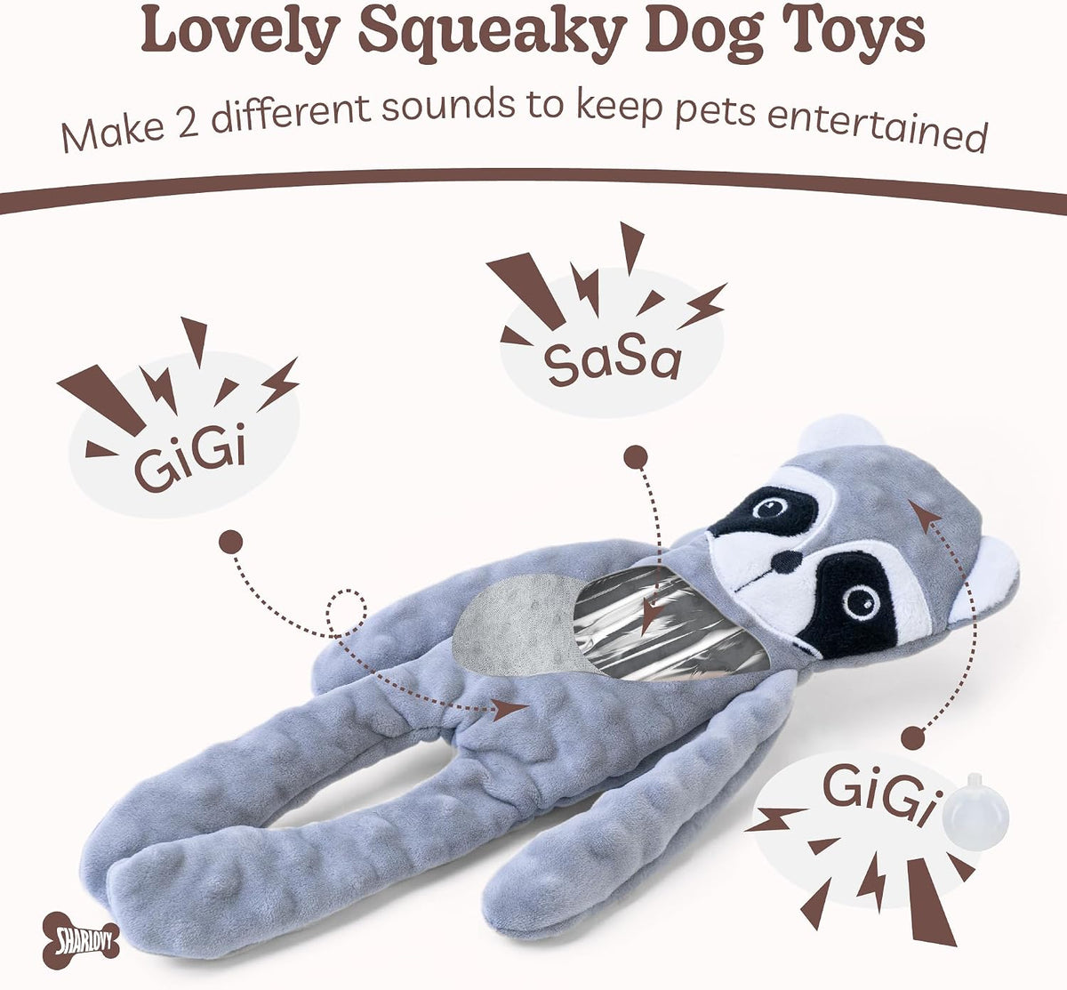 Paquete de 5 juguetes para perros sin relleno, juguete interactivo