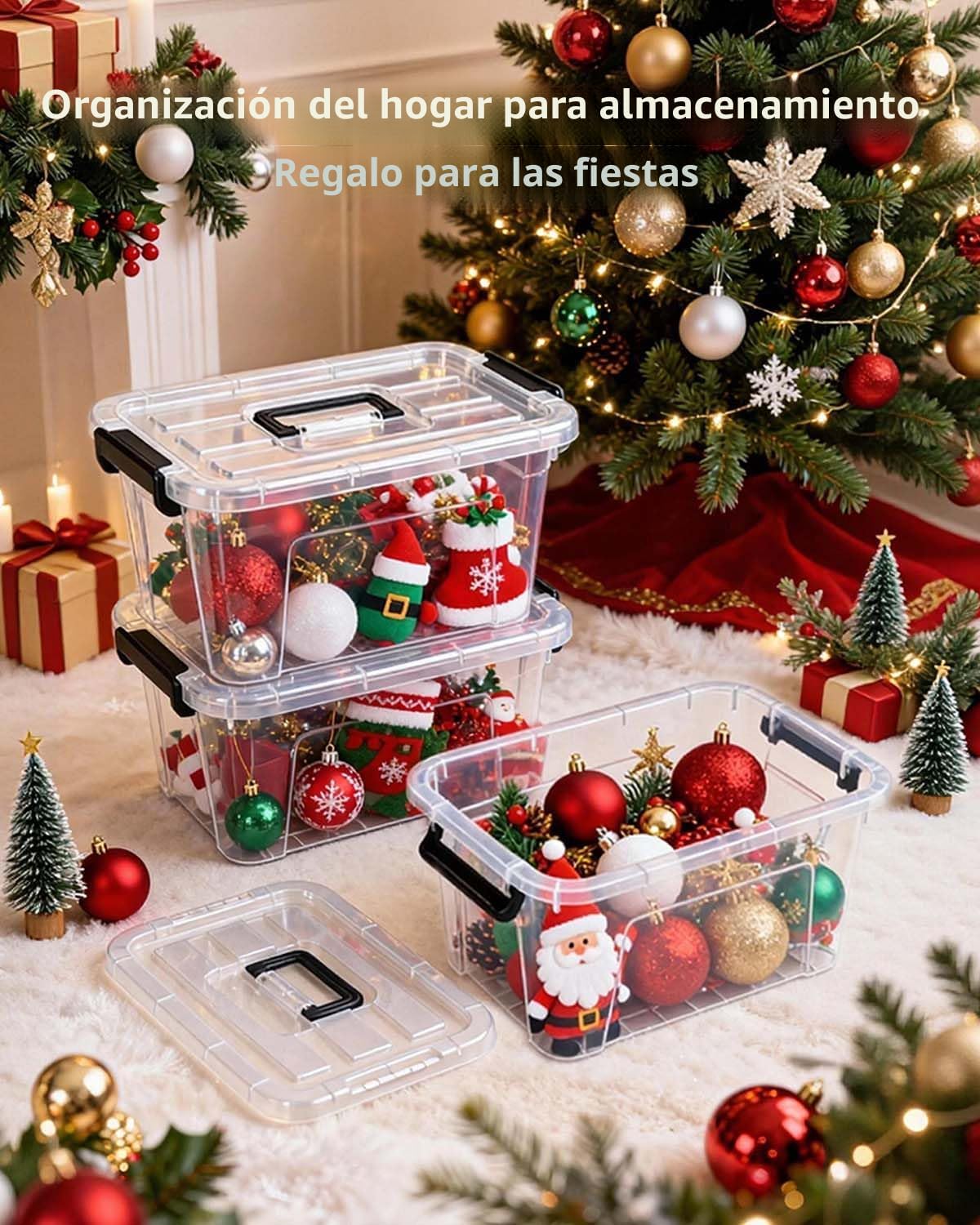 Cajas de Almacenamiento Plásticas Transparentes de 7 Qt con Tapas, Diseño Transparente, Paquete de 6