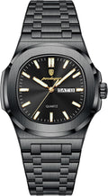 Poedagar Relojes de cuarzo para hombre, de moda, cuadrado, clásico, impermeable, luminoso, fecha, semana, acero inoxidable, reloj de pulsera para hombre
