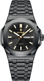 Poedagar Relojes de cuarzo para hombre, de moda, cuadrado, clásico, impermeable, luminoso, fecha, semana, acero inoxidable, reloj de pulsera para hombre