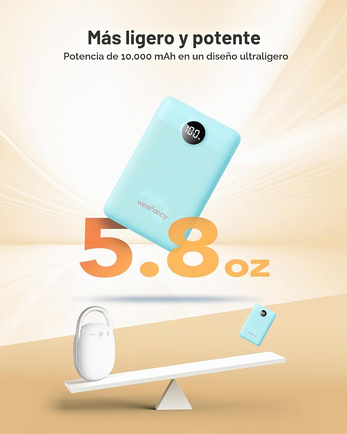 WeeFancy Cargador portátil pequeño de 10000mAh, mini banco de energ...