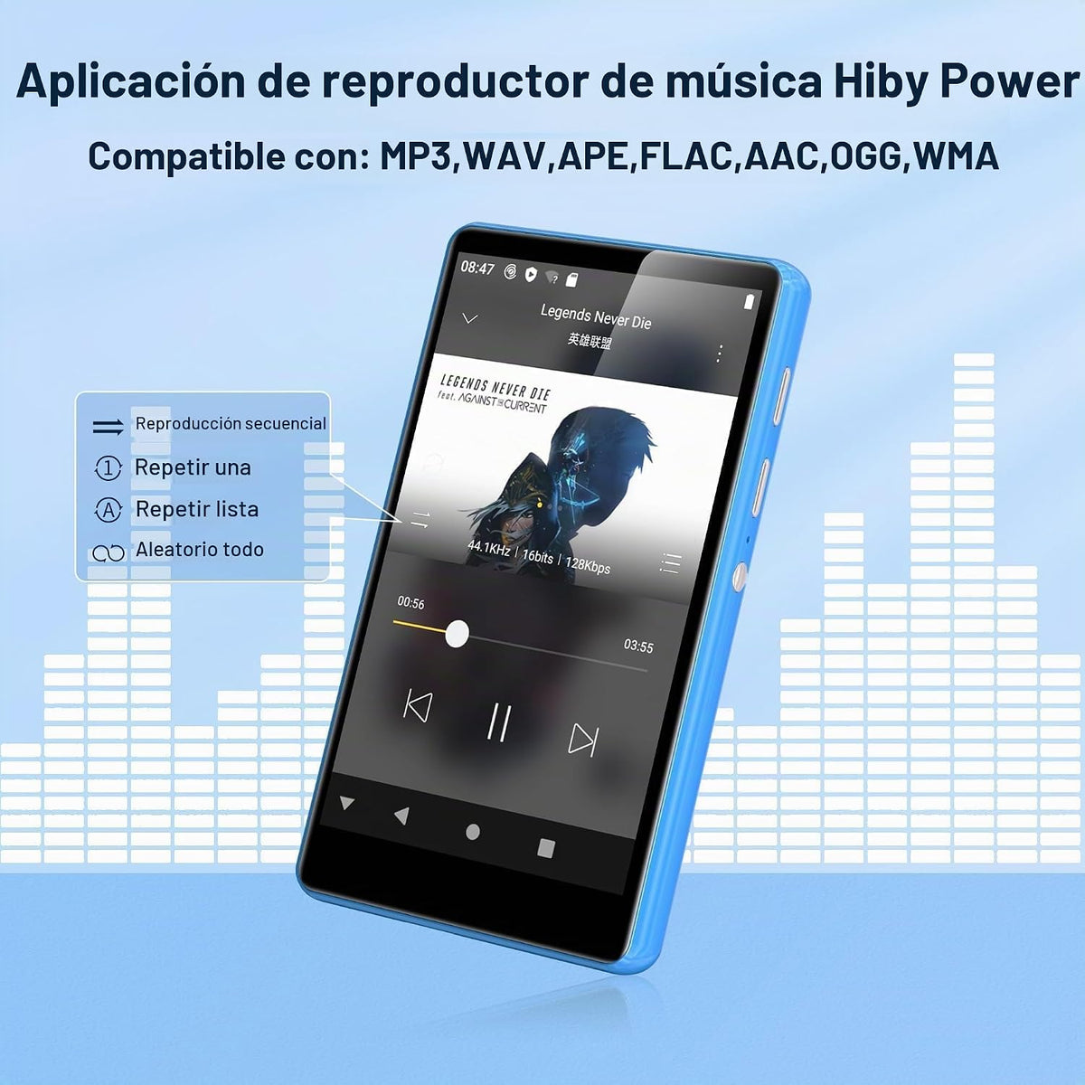 Reproductor MP3 de 80 GB con Bluetooth y WiFi, pantalla táctil a todo color de 4 pulgadas, reproductor de música MP4 con control parental, Spotify, audible, YouTube, reproductor de audio digital