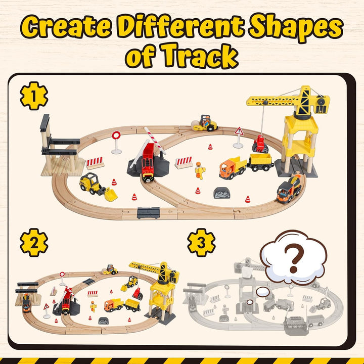 Lehoo Castle Juego de tren de madera, juguetes de construcción para...